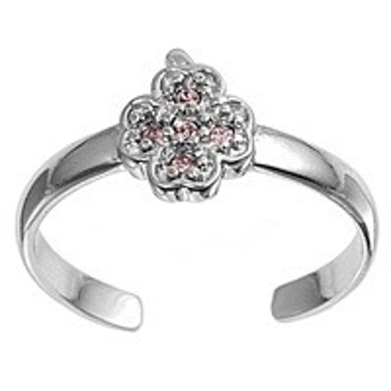 Purple Cubic Zirconia Stones Four Leaf Clover Adjustable Toe Ring Purple Cubic Zirconia Stones Four Leaf Clover Adjustable Toe Ring