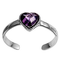 Purple Cubic Zirconia Heart Adjustable Toe Ring Purple Cubic Zirconia Heart Adjustable Toe Ring