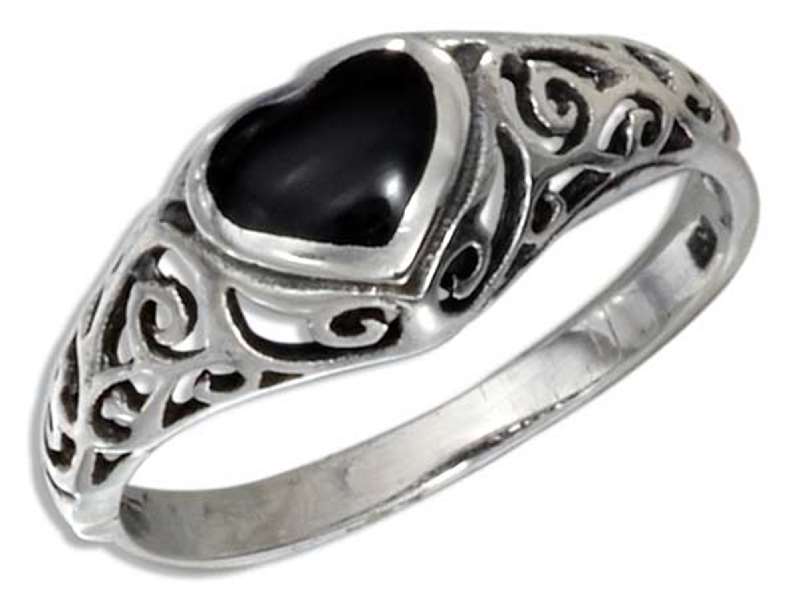 Filigree Black Onyx Heart Ring Filigree Black Onyx Heart Ring