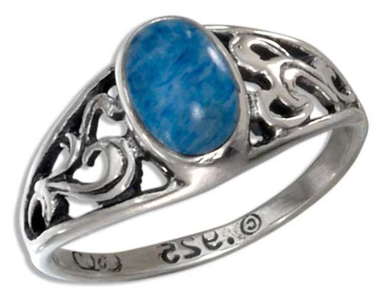 Raised Filigree Denim Lapis Ring Raised Filigree Denim Lapis Ring