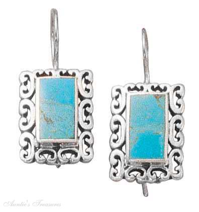 Turquoise Scroll Border Dangle Earrings Turquoise Scroll Border Dangle Earrings