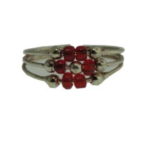 Red Beaded Flower Toe Ring