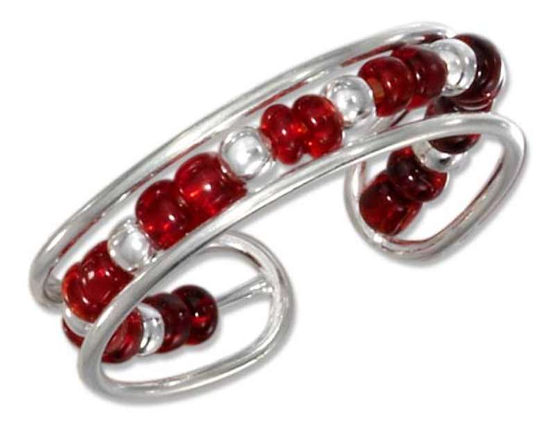 Red Pony Plastic Beads Toe Ring Red Pony Plastic Beads Toe Ring