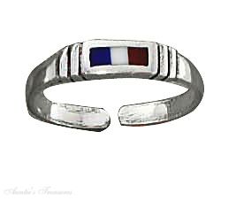 Red White Blue French Tricolour Flag Toe Ring Red White Blue French Tricolour Flag Toe Ring