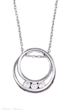 18" Cable Chain Necklace Fancy Twisted Open Circle Slide Cubic Z