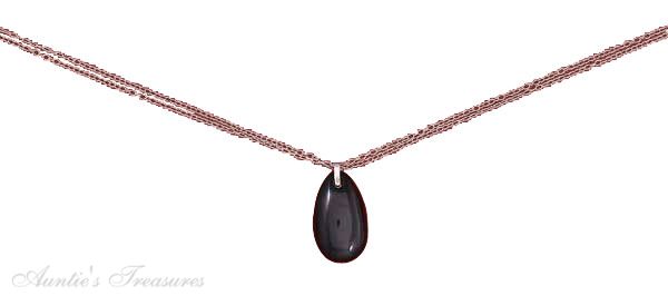 18" Double Strand Cable Necklace Black Onyx Teardrop