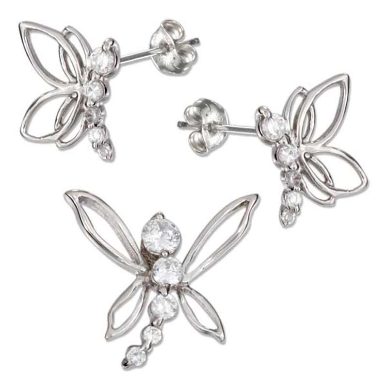 Cubic Zirconia Butterfly Post Earrings Pendant Set Cubic Zirconia Butterfly Post Earrings Pendant Set