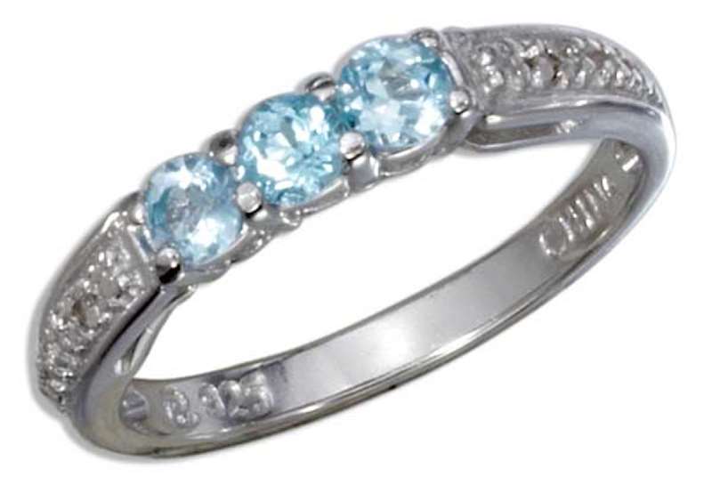 3 Three Stone Blue Topaz Stones Ring 3 Three Stone Blue Topaz Stones Ring
