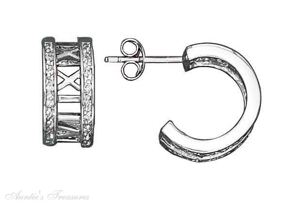 Cubic Zirconia Roman Numerals Cuff Earring - Click Image to Close