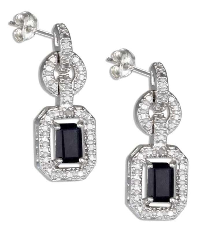 Fancy Cubic Zirconia Post Dangle Sapphire Emerald Cut Earrings Fancy Cubic Zirconia Post Dangle Sapphire Emerald Cut Earrings