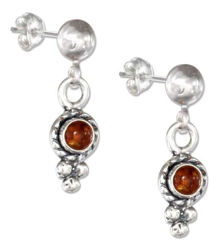 Honey Cognac Amber Earrings Three Bottom Beads Honey Cognac Amber Earrings Three Bottom Beads