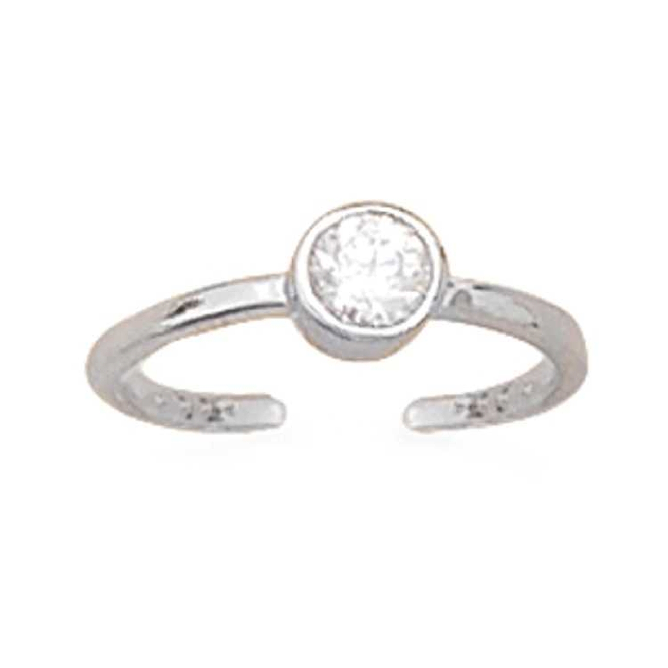 Round Solitaire Cubic Zirconia Adjustable Toe Ring