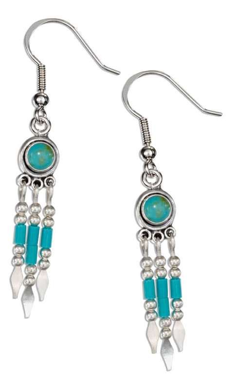 Dot Turquoise Earrings Triple Heishi Beads Drops Dot Turquoise Earrings Triple Heishi Beads Drops