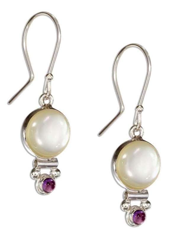 Mother Of Pearl Bar Amethyst Dangle Earrings Mother Of Pearl Bar Amethyst Dangle Earrings