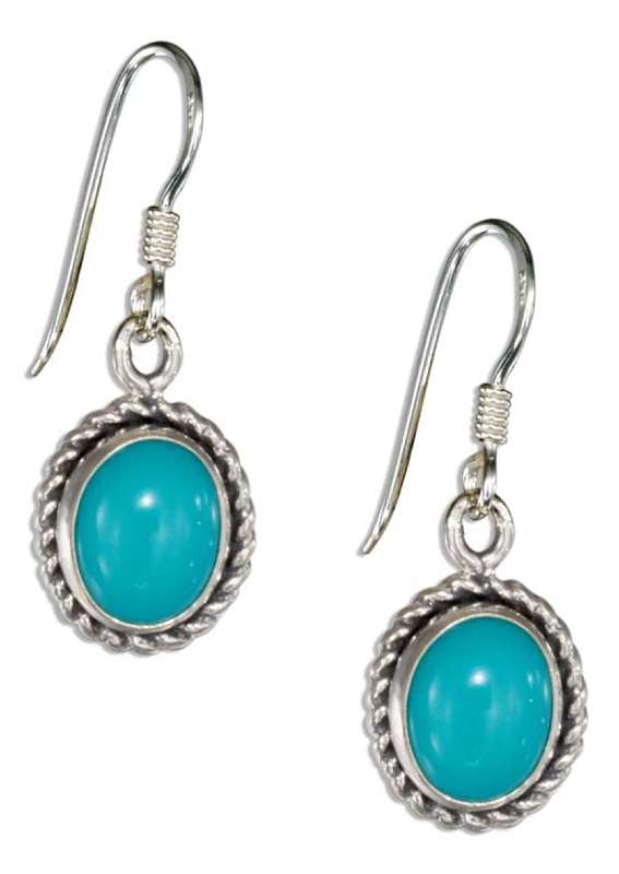 Turquoise Concho Roped Edge Dangle Earrings Turquoise Concho Roped Edge Dangle Earrings