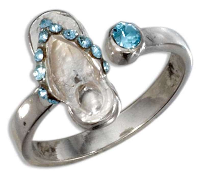 Blue Crystal Flip Flop Toe Ring