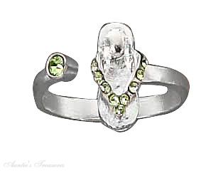 Green Crystal Flip Flop Toe Ring Green Crystal Flip Flop Toe Ring