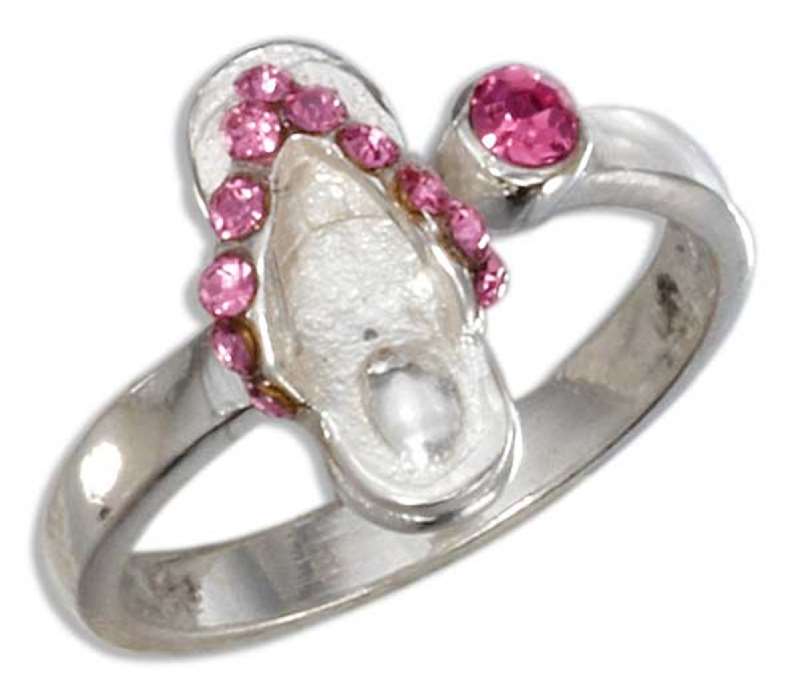 Pink Crystal Flip Flop Toe Ring Pink Crystal Flip Flop Toe Ring