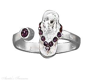 Purple Crystal Flip Flop Toe Ring