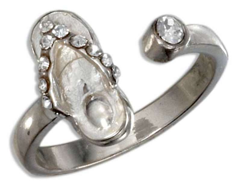 White Crystal Flip Flop Toe Ring