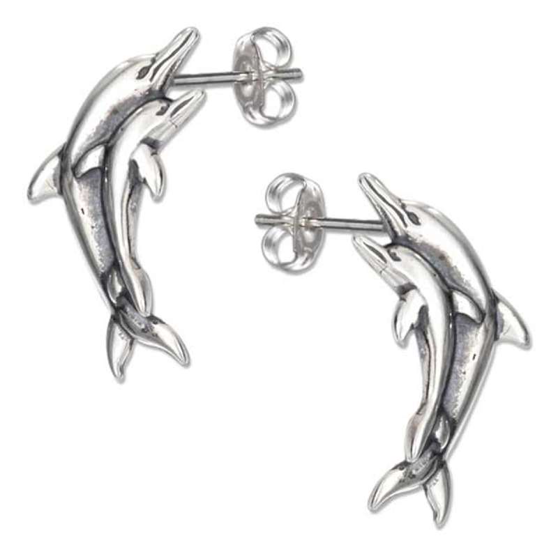 Double Dolphin Post Earrings