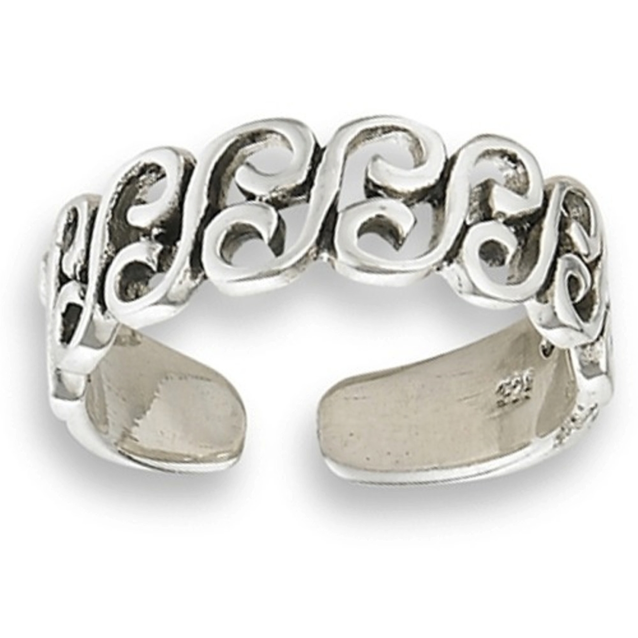 Scrolled Beach Ocean Waves Adjustable Toe Ring Scrolled Beach Ocean Waves Adjustable Toe Ring