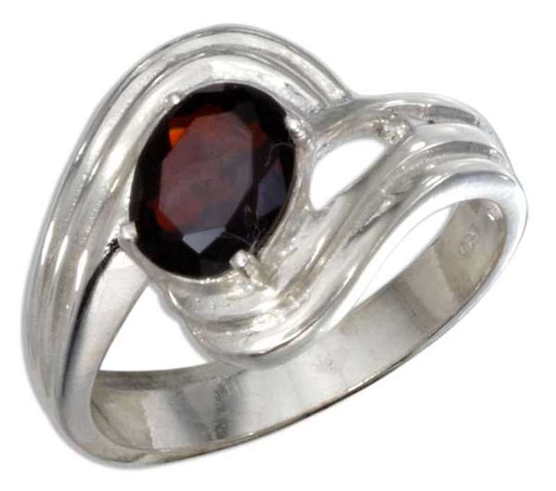 Oval Solitaire Garnet Ring - Click Image to Close