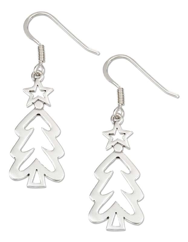 Christmas Tree Cut Out Dangle Earrings Christmas Tree Cut Out Dangle Earrings