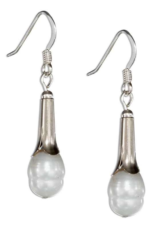 Single Capped White Freshwater Pearl Earrings Single Capped White Freshwater Pearl Earrings
