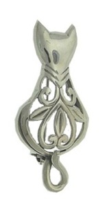 Filigree Sitting Cat Brooch Pin Filigree Sitting Cat Brooch Pin