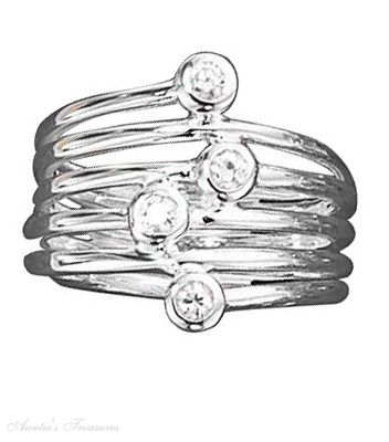 6 Wire Wrap Bands Cubic Zirconia Ring