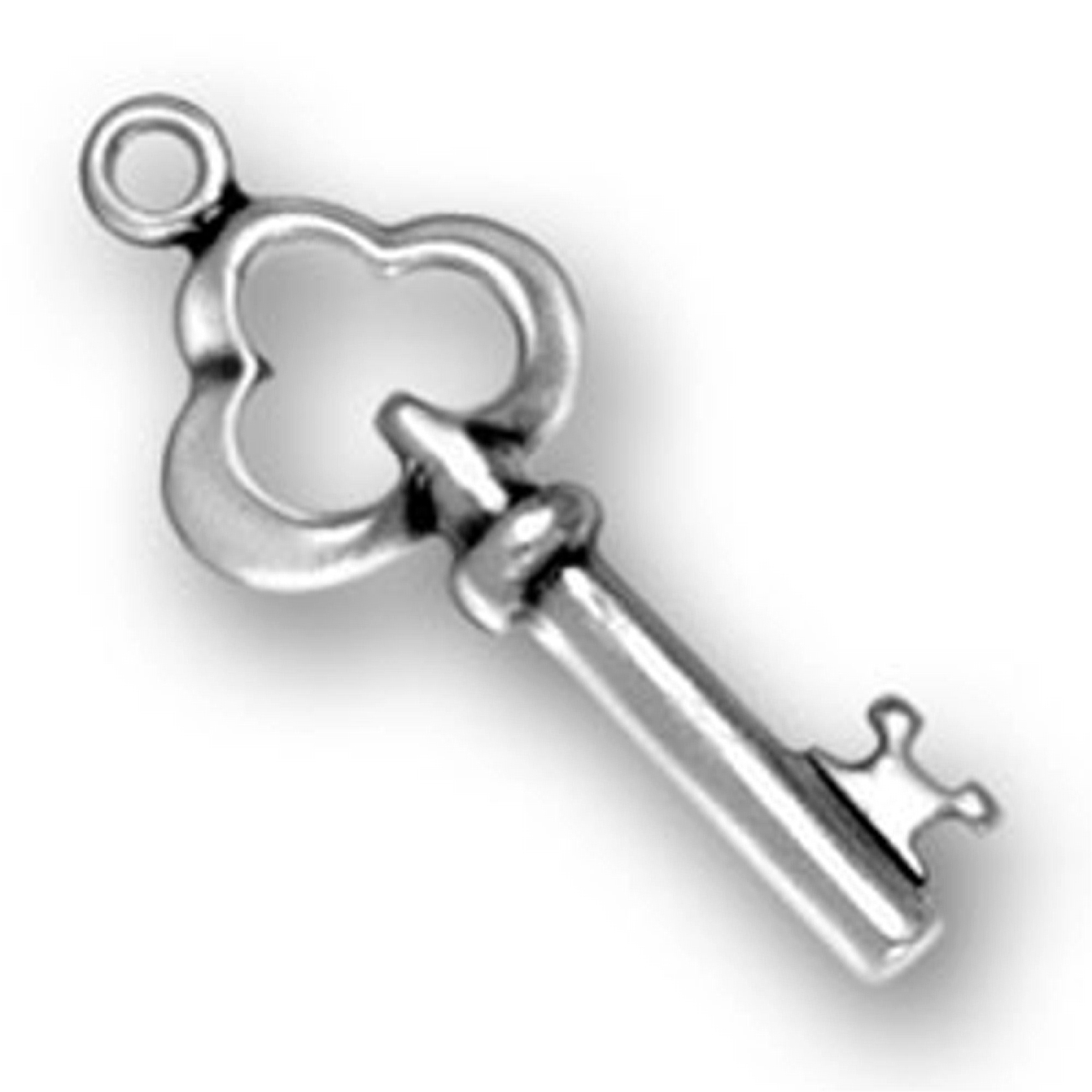 Small Clover Headed Key To My Heart Charm Small Clover Headed Key To My Heart Charm