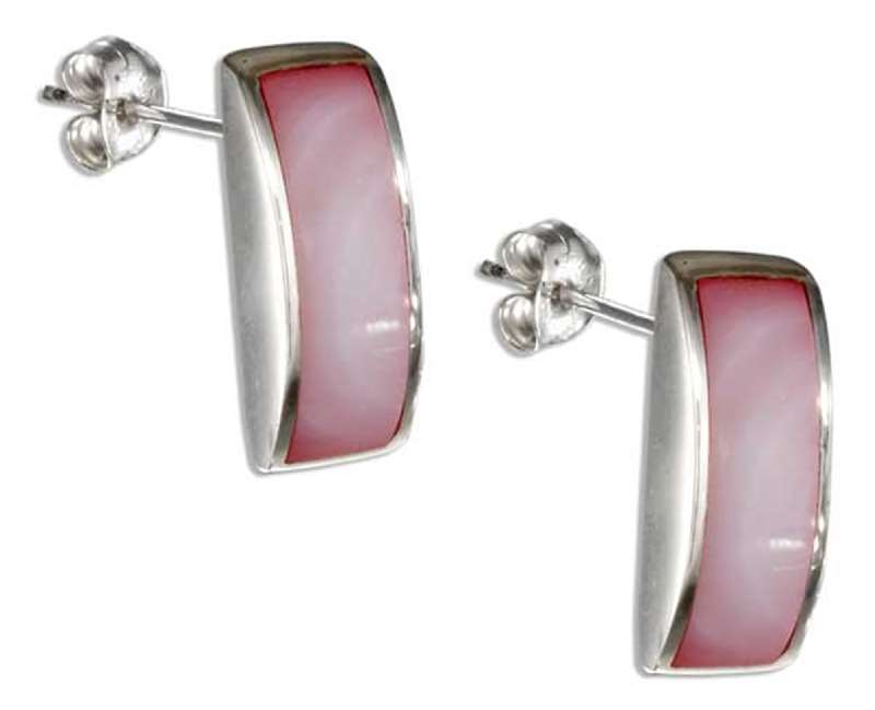 Convex Pink Mother Of Pearl Post Earrings Convex Pink Mother Of Pearl Post Earrings