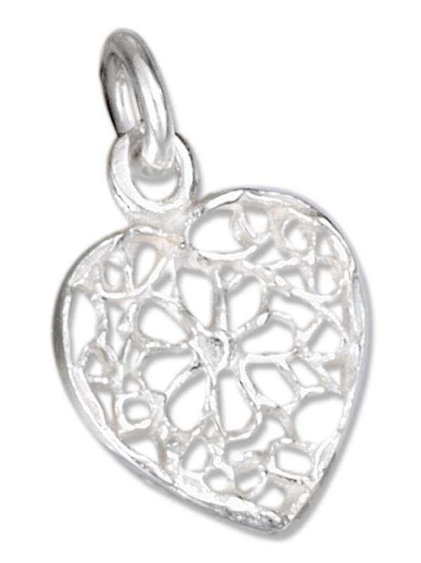 Small Open Filigree Center Flower Weave Heart Charm Small Open Filigree Center Flower Weave Heart Charm