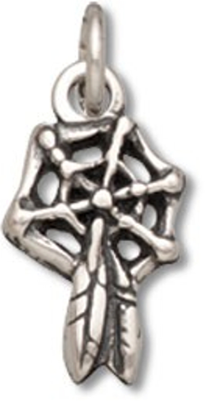 3D Small Dream Catcher Charm With Two Feathers