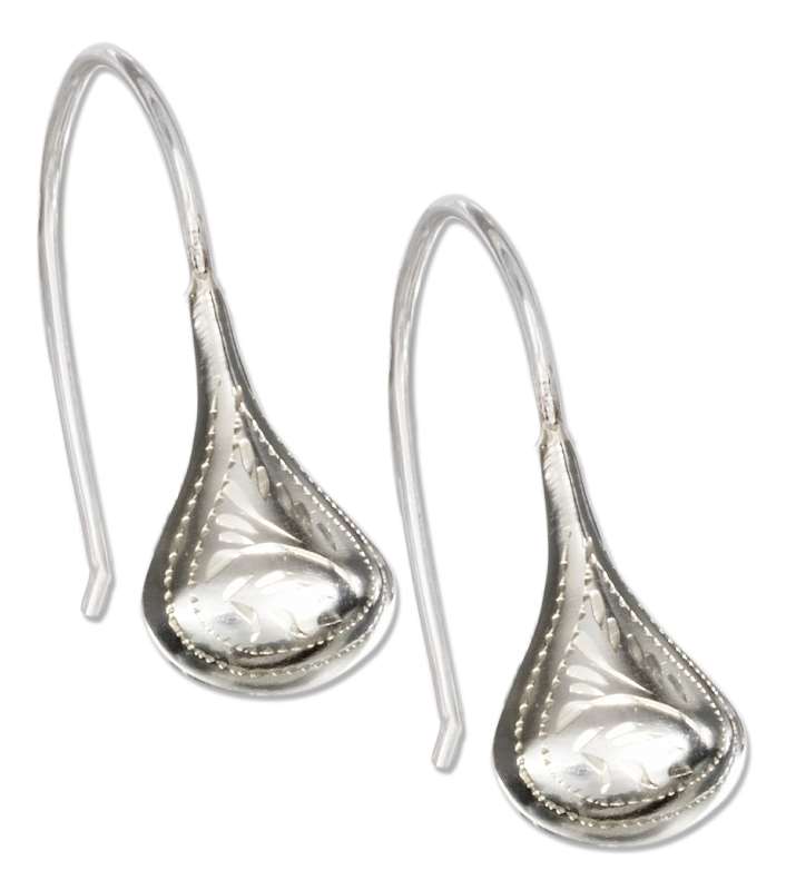 Etched Small Teardrop Earrings Etched Small Teardrop Earrings
