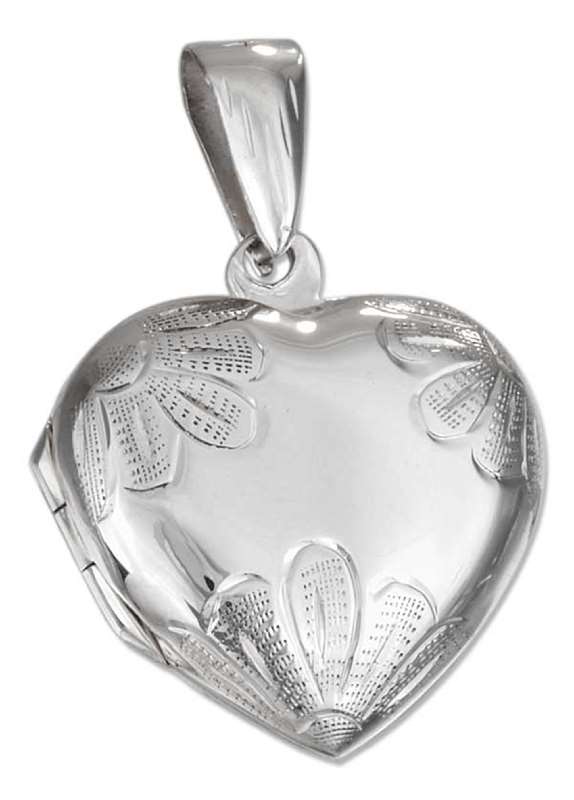 Floral Heart Locket Pendant - Click Image to Close