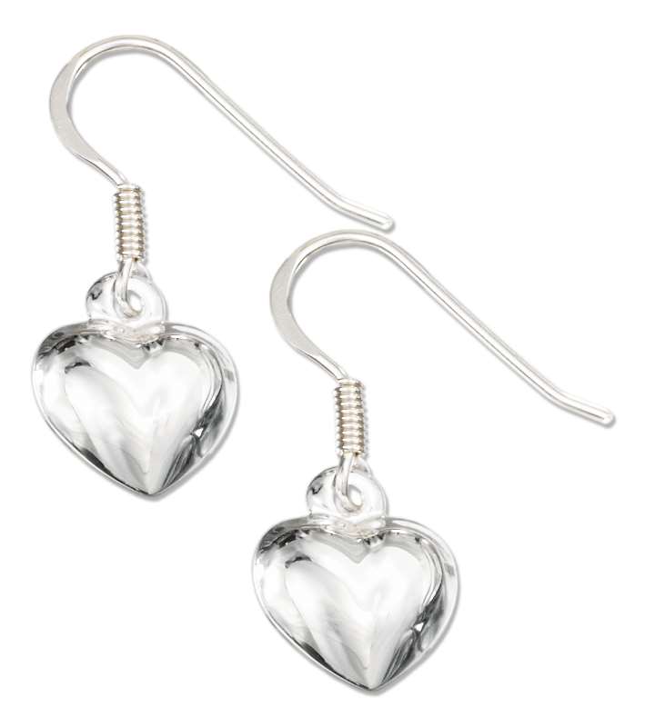 Puffed Heart Dangle Earrings