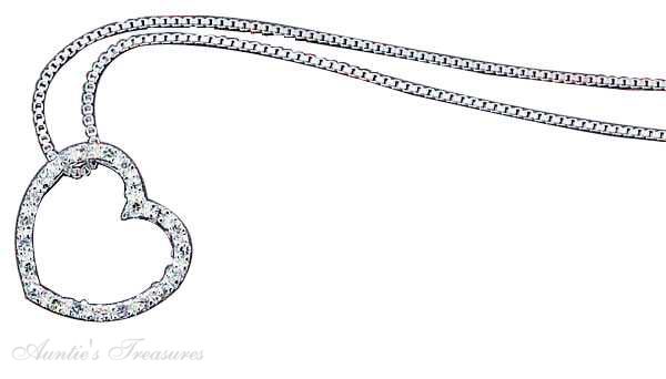 Open Heart Blue Cubic Zirconia Slider Pendant Choker Necklace
