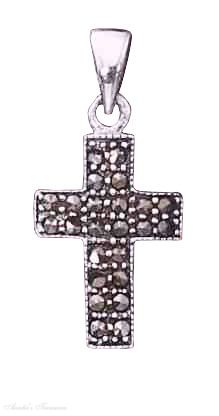 Squared Marcasite Cross Pendant