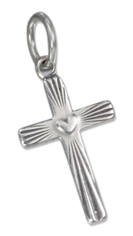 Small Textured Cross Heart Charm