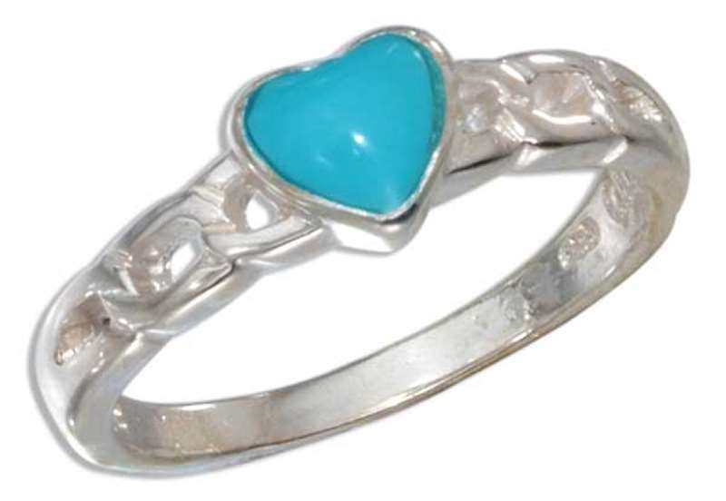 Turquoise Heart Curb Link Ring