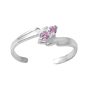 Soft Pink Cubic Zirconia Shooting Stars Adjustable Toe Ring