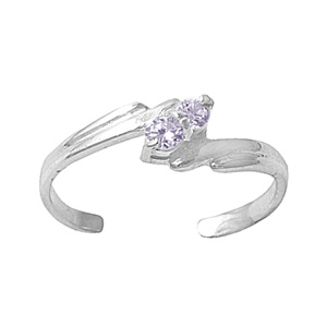 Soft Purple Amethyst Cubic Zirconia Shooting Stars Adjustable Toe Ring