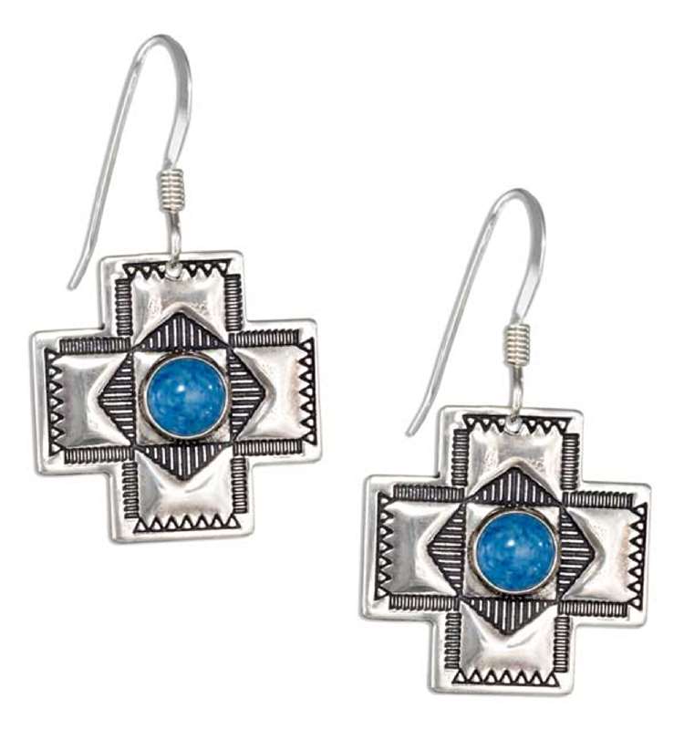 Southwest Cross Lapis Earrings