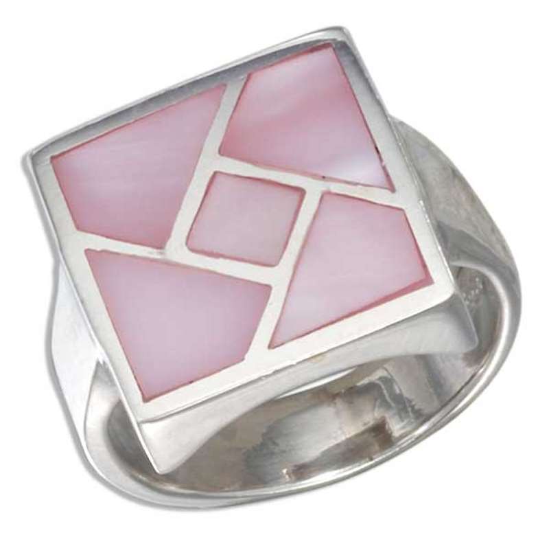 Square Inlayed Pink Mother Of Pearl Mosaic Ring Square Inlayed Pink Mother Of Pearl Mosaic Ring