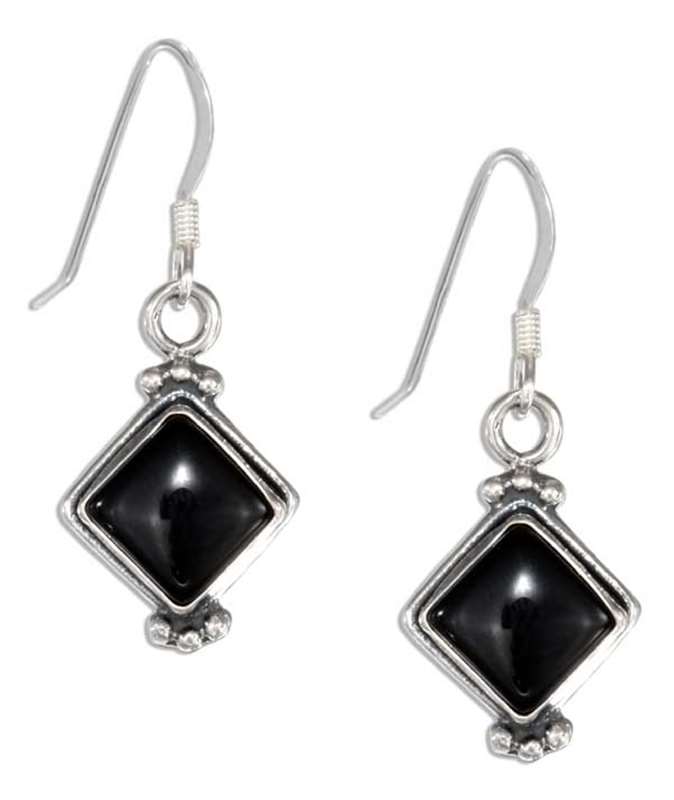 Square Black Onyx Concho Dangle Earrings
