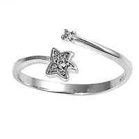 Clear Cubic Zirconia Starfish Or Celestial Star Bypass Wrap Toe Ring Clear Cubic Zirconia Starfish Or Celestial Star Bypass Wrap Toe Ring