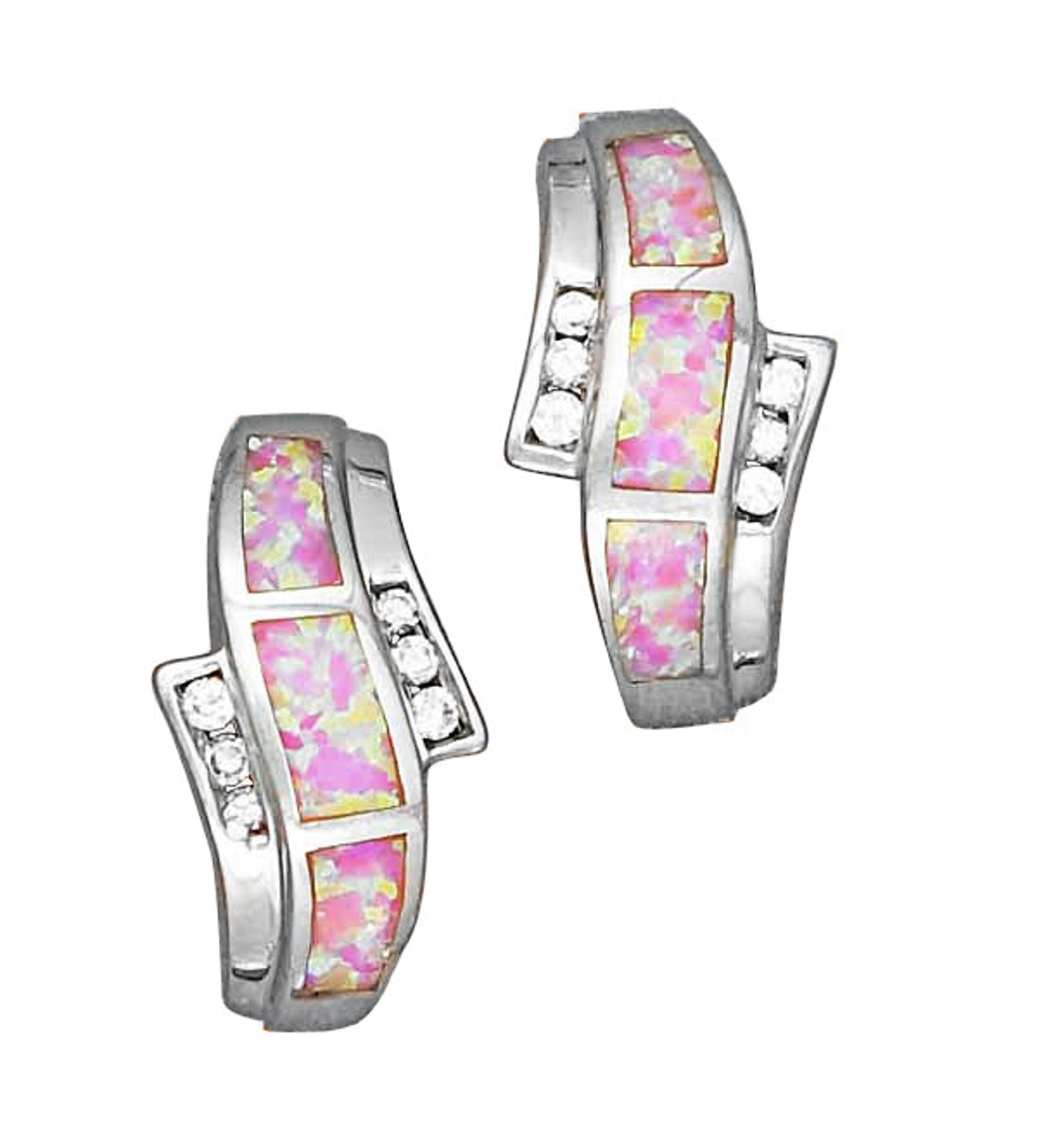 Imitation Pink Opal Curved Bar Post Earrings Imitation Pink Opal Curved Bar Post Earrings