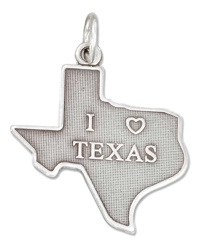 "I LOVE Texas" Texas State Pendant Charm